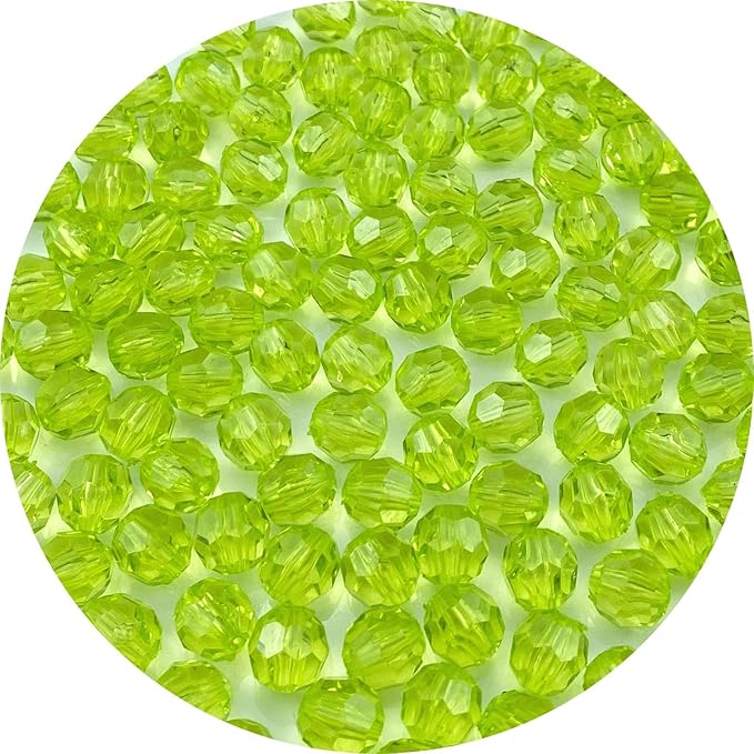Jmassyang 100 Pieces 12mm Acrylic Round Faceted Beads Loose Crystal Plastic Spacer Beads Colorful with Hole for Jewelry Making DIY Bracelet Necklace Earring Keychain(Light Green)
