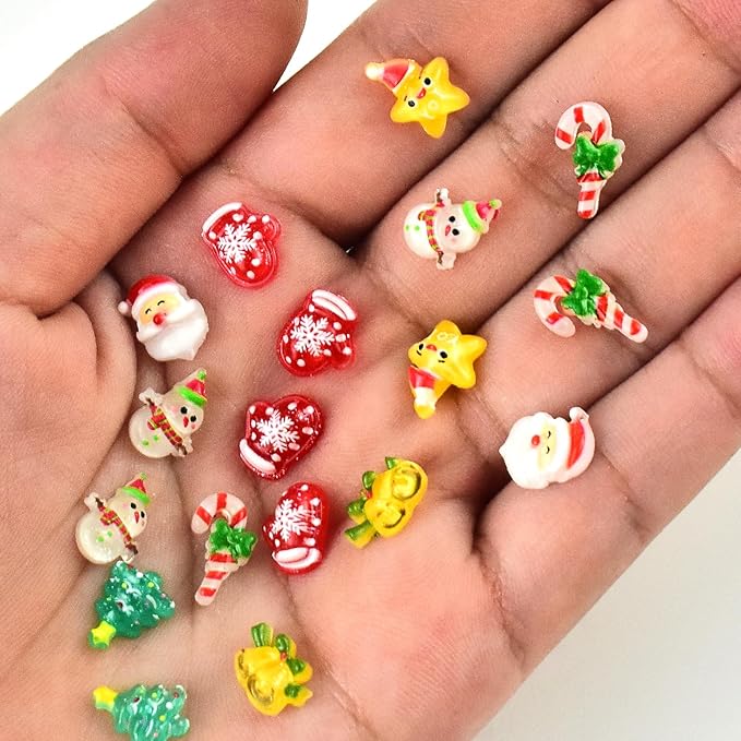 200 Pieces Tiny Christmas Decor for Dollhouse Micro Resin Decor for DIY Crafts Mini Things for Fairy Garden Micro Landscaping Decoration
