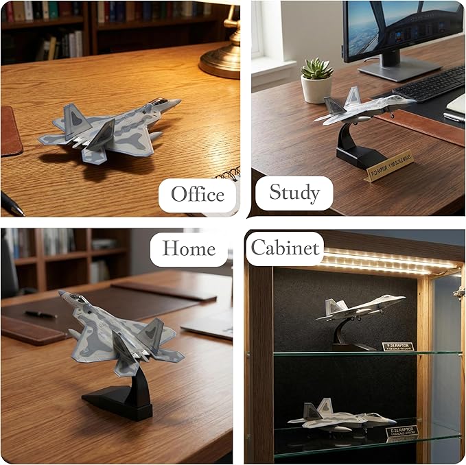F-22 Raptor Die-cast Airplanes-1/100 Scale Spirits of American Fighter Jet Metal Aircraft Model for Collector, Aviation Enthusiast-Premium Collectiable with Display Stand