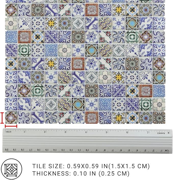 150 pcs, Dollhouse Flooring, 1:12 Scale Doll House Tiles, Miniature Checkerboard Floor, REDUCIO! (Mediterranean Patterns)