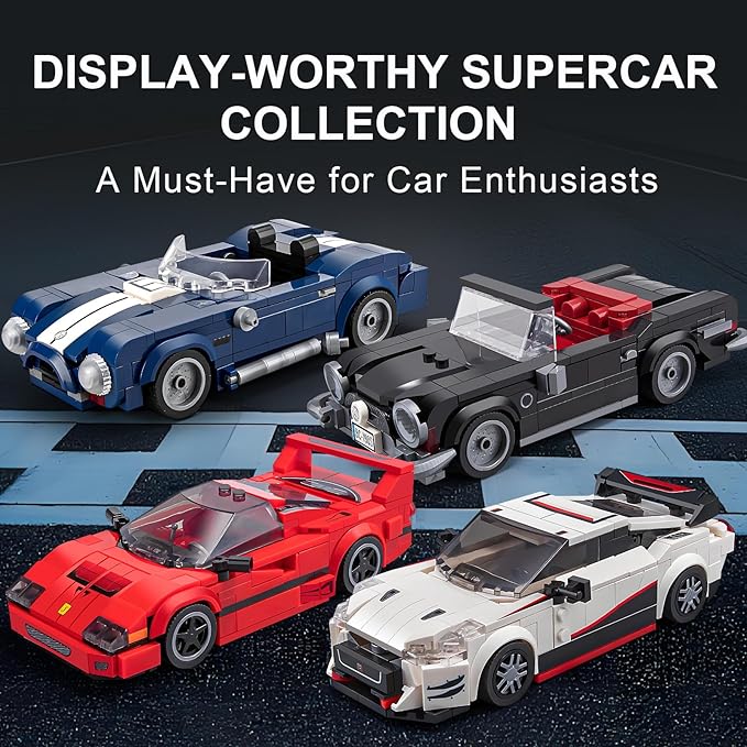 HIGH GODO Car Building Set for Adults, Classic Vintage Sports Car Collectible Decor Model Kit with Display Box, Retro Racing Cars Vehicle for Adults Teens Age 14+ (324 Pieces)