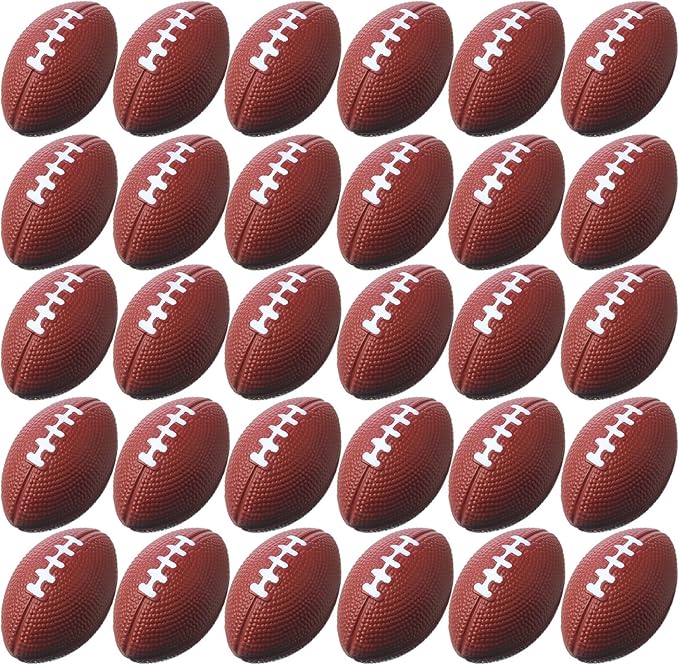 Blulu 30 Pack Mini Foam Football 2.17" Mini Football Party Favor Stress Ball Bulk Small Foam Sports Valentines Ball for Birthday Carnival Reward Party Bag Gift Filler(Dark Brown)