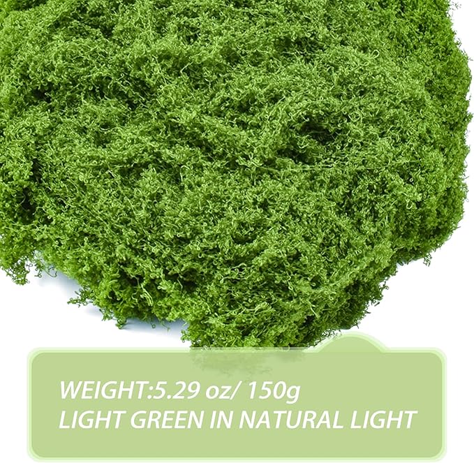 Fake Green Moss for Crafts 5.3 Oz Decorative Artificial Moss for Crafts Decorative Faux Moss Table Centerpieces Wedding Party Decor Fairy Garden Floral DIY