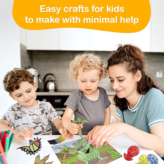 Craftikit® 20 Award-Winning Dinosaur Crafts for Kids - All-Inclusive Fun Dinosaur Crafts for Kids Ages 3-10 - Organized Toddler Craft Kit
