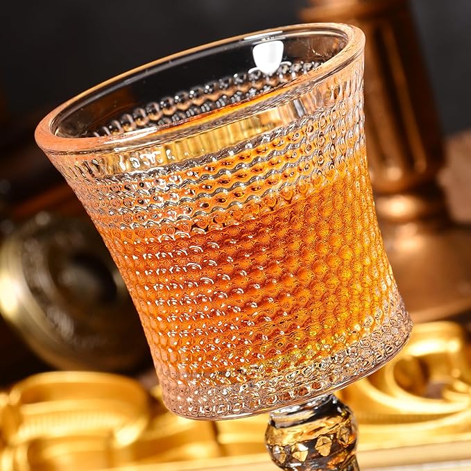 Jaepsing Shot Glasses, 2oz Etching Patterns Glasses Set of 6, Fancy Shot Glasses/Great for White and Red Wine/Mini Wine Glass Clear/Tasting Glasses/Cute