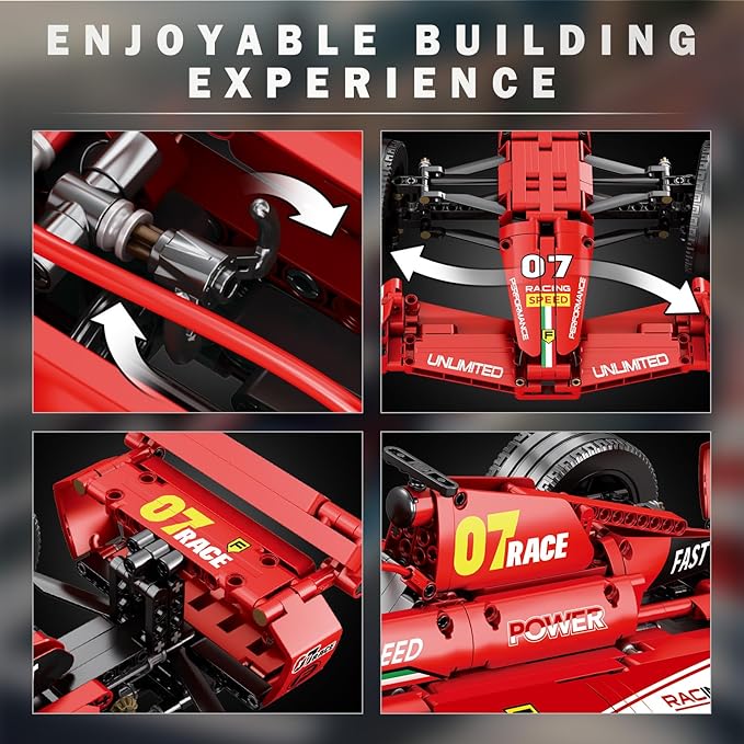 Reobrix F1 Cars Building Sets for Adults, Technical Formula 1 Model Car Kits, Cool 1:8 Scale Race Car Model Display for Home or Office Decor, Collectible Gifts for F1 Fans (928 PCS,Static Version)