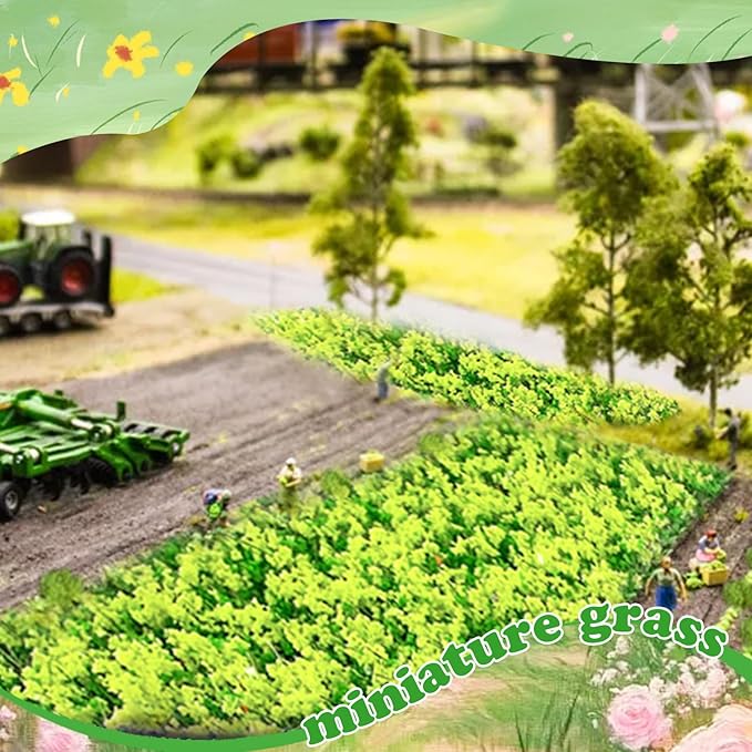 Warmtree Hand Torn Model Grass Tufts Flower Cluster for Miniature Scenery Applicable for N & HO Scale for Train Layouts,Diorama Supplies,and Architectural Models (Yellow)