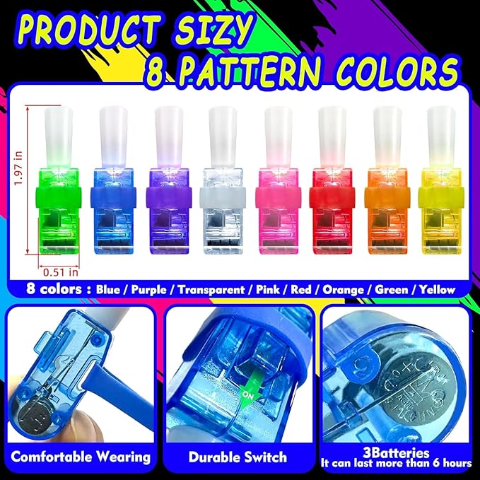 24PCS Video Game Party Favors LED Finger Lights, Glow in the Dark Light Up Toys Gifts Bulk for Kids Boys Girls Birthday Goodie Bags Stuffers Party Decorations (Game) (Valentine's Day Space)