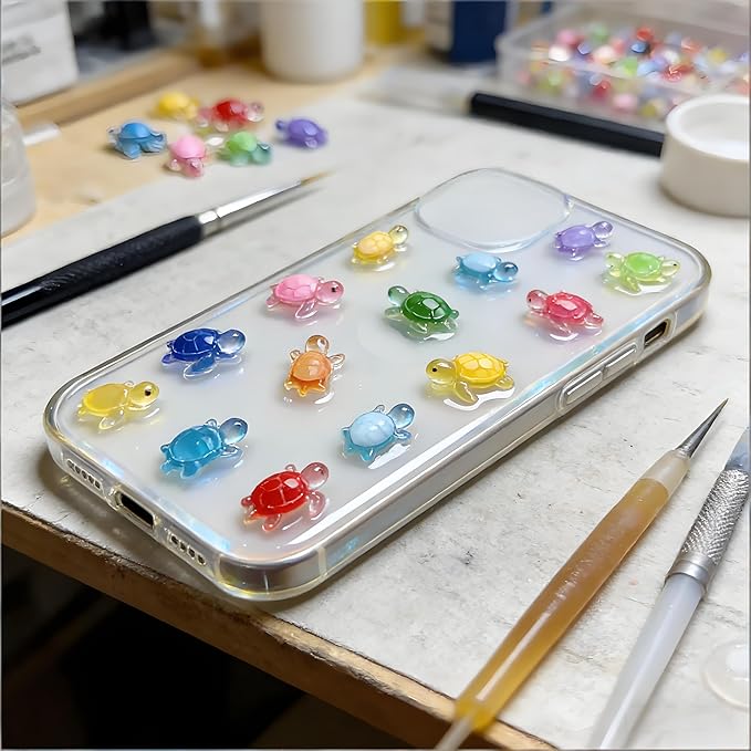 100Pcs Resin Turtle Moulds Set, Mini Animals for DIY Crafts, Dollhouse Miniatures, Garden Decor