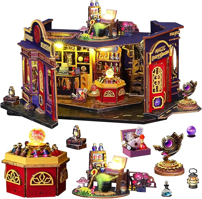 Spilay DIY Miniature Dollhouse Kit,DIY Dollhouse Kit with Wooden Furniture,Dust Proof Cover, Music Box and LED,Handmade Crafts Gifts for Birthday Christmas and Valentine's Day ET002