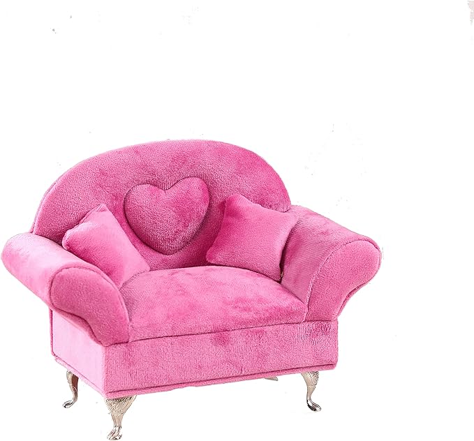 CONCISE 1/6 & 1/12 Scale Miniature Velvet Sofa w/Hidden Jewelry Box for Women 14+ Collectors Ring Earring Necklace Bracelet Trinket Storage - Pink Decor for Display & Dressing Tables