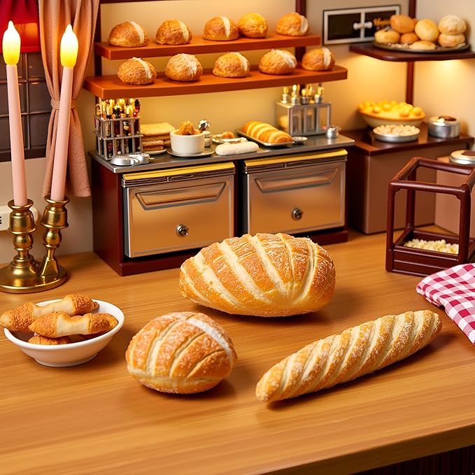 4Pcs 1/12 Miniature Bread Resin Dollhouse Decoration Mix Bakery Bread Mini House Food Decoration Accessories