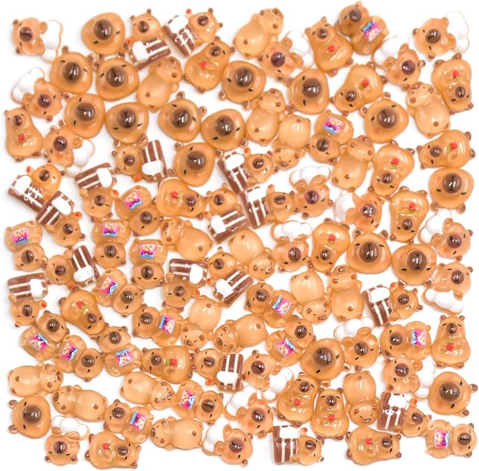 100 Pieces Tiny Capybara for Dollhouse Miniatures Resin Animals for Crafts Mini Capybara for Fairy Garden Micro Landscaping Decoration