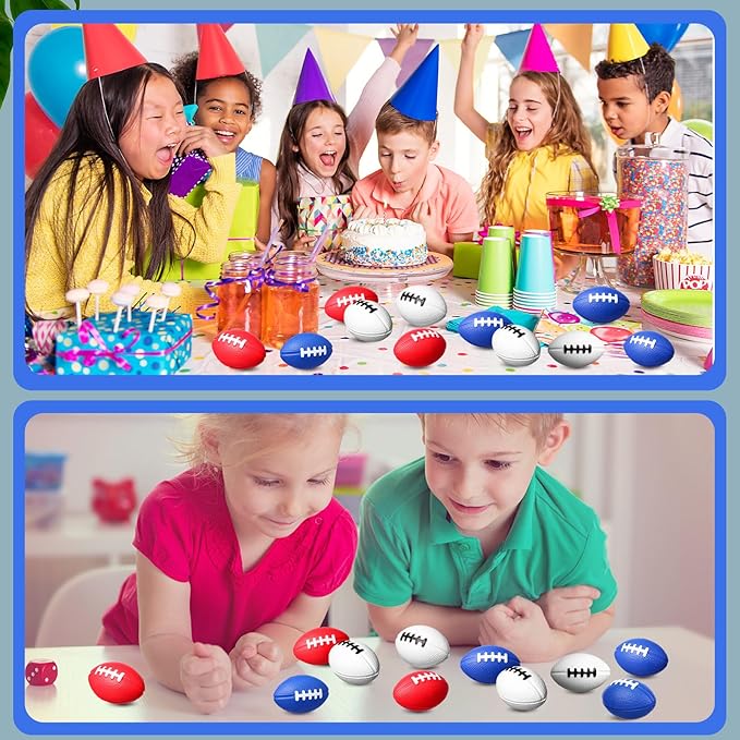 Blulu 30 Pack Mini Foam Football 2.17" Mini Football Party Favor Stress Ball Bulk Small Foam Sports Valentines Ball for Birthday Carnival Reward Party Bag Gift Filler(Red, Blue, White)