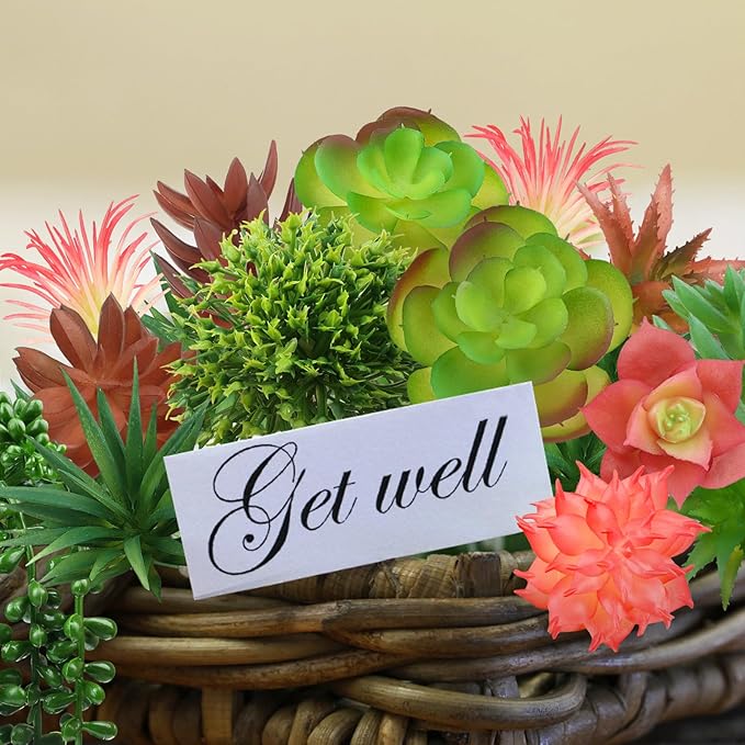 QUOZUO Succulents Plants Artificial, 14pcs Colorful Succulents Plant, Mini Fake Succulents for DIY Crafting Home Garden Office Party