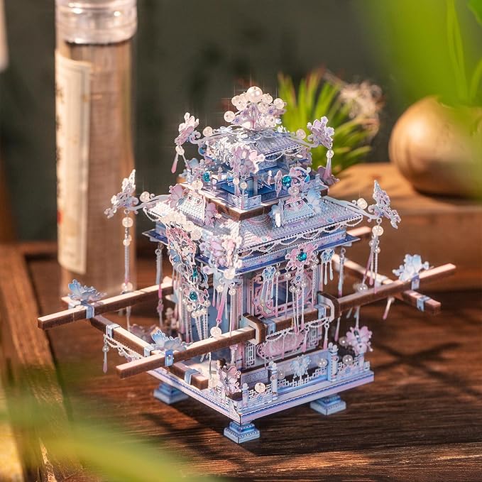 MU 3D Metal Puzzle Chinese Sedan Fridge Magnetic Models Kits Building 3D Wooden Puzzles, Chinese Wedding Gift DIY Craft Work Miniature Building, Birthday Gifts Home Desk Decor