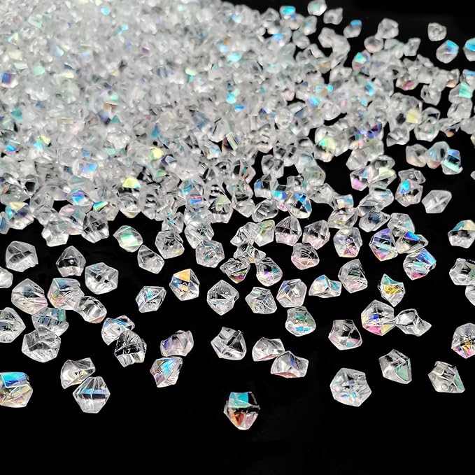 Iridescent Vase Filler, 1400 PCS 6 * 9 mm Acrylic Ice Cubes Acrylic Gem Plastic Diamonds Acrylic Table Centerpiece