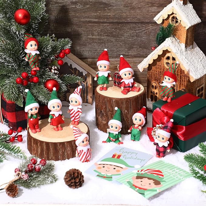 Liliful 66 Pcs Operation Christmas Baby Doll Twins Set with Tiny Christmas Card Velvet Bags, Little Girls and Boys Xmas Miniature Gift for Holiday 2025 New Year Decoration Calendars Stocking Stuffers