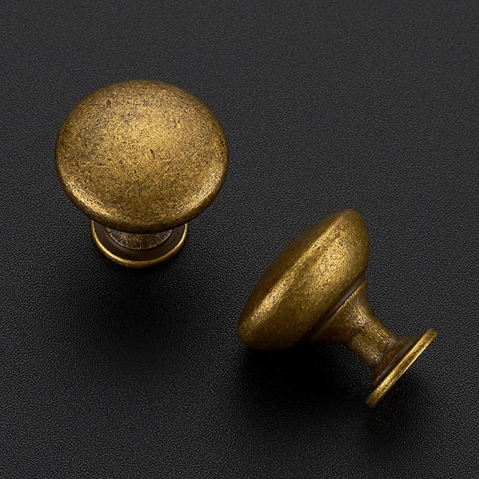 Ravinte 25 Pack Antique Brass Round Zinc Cabinet Knobs for Kitchen Bathroom Closet Dresser Cabinets