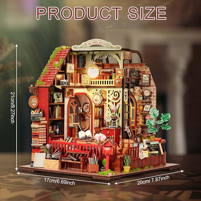 DIY Miniature House Kit, Dollhouse Kit with Music and LED Light, Mini House Building Kits for for Adult to Building, Christmas Home Decorations Gifts for Family and Friends, Bookhouse