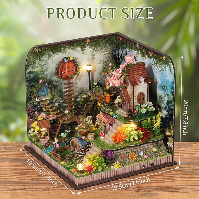 DIY Miniature House Kit, Dollhouse Kit with Music and LED Light, Mini House Building Kits for for Adult to Building, Christmas Home Decorations Gifts for Family and Friends, Whisperwood