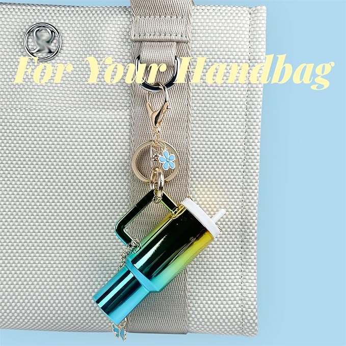 ERTUNA Mini Tumbler Keychain Accessories for Stanley Cup, 2 Way Cute Charms Chapstick Lip Balm Holder for Women Purse Handbag