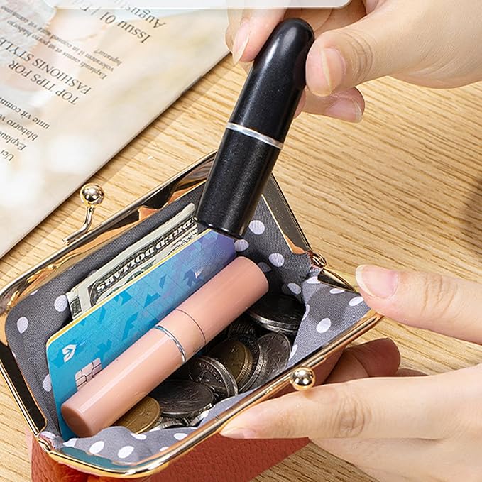 Cute Small Coin Purse & Credit Card Holder for Women Fashion Crossbody Chain Wallet Leather Coin Pouch Change Purse for Cash Key (Orange)