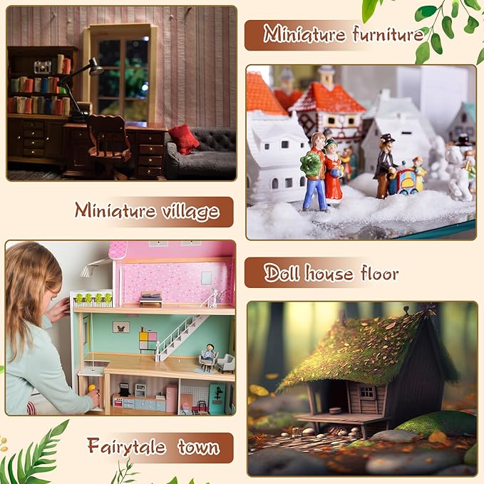 Sintuff 200 Pcs Miniature Dollhouse Flooring Mini Wooden Dollhouse Floor Boards 1 12 Scale Doll House Accessories Geometric Bamboo Doll House Furniture Wood Floor Board for Model Decor(Pale Brown)