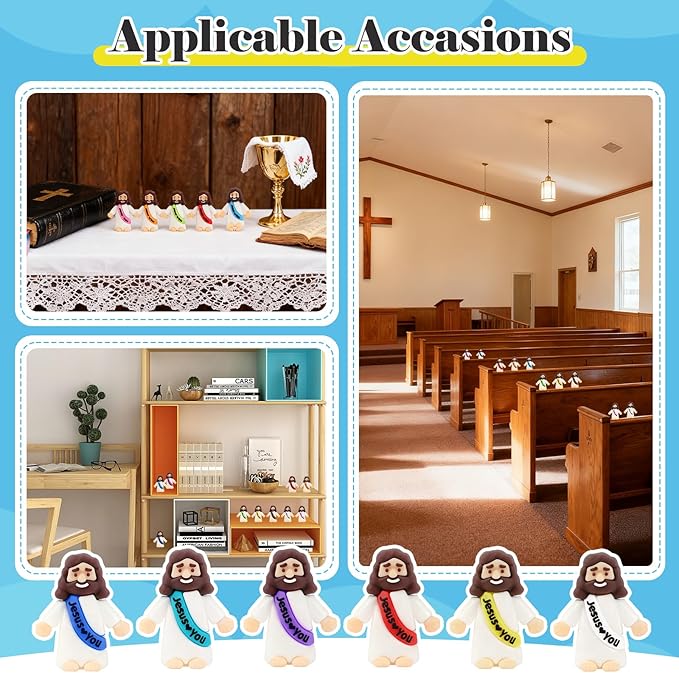 36 Pack Little Jesus Figurines in Bulk, Pocket Jesus Loves You, Jesus Small Figures, Little Tiny Jesus Figures for Church Christmas Party Favors Baptism Gifts