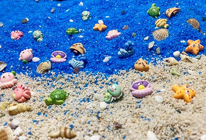 100 pcs Mini Ocean Resin Animals Plastic Animals Marine Miniature Aquarium Ornaments Decorations for DIY Fish Tank Potted Micro Fairy Garden Dollhouse (100PCS Marine Animal Set)