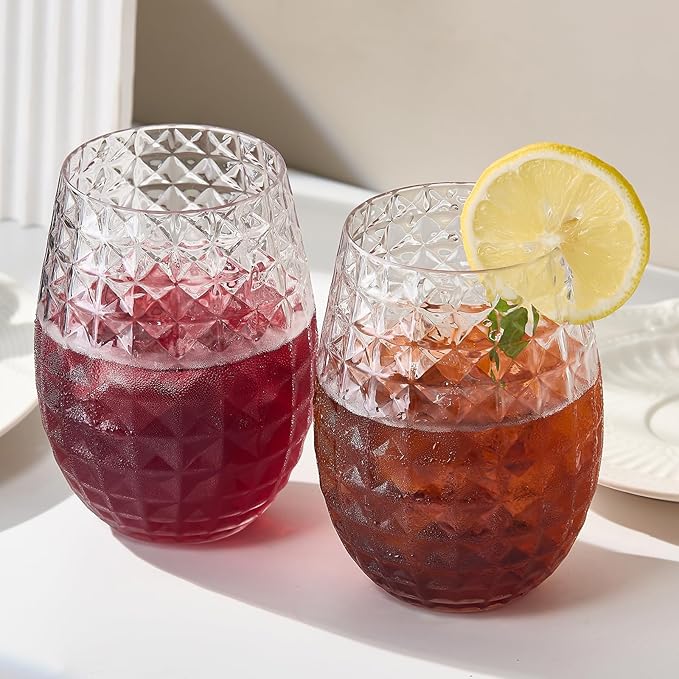 Lueumxc 20 Pack Plastic Wine Glasses, 16Oz Disposable Wine Glasses Unbreakable Clear Plastic Cocktail Glasses Recyclable Shatterproof Reusable Wine Cups (16oz-20pack)