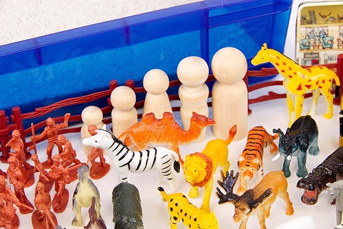 PTS Games Play Therapy Sand Tray Basic Portable Starter Kit with Tray, Sand, and 150+ Miniatures