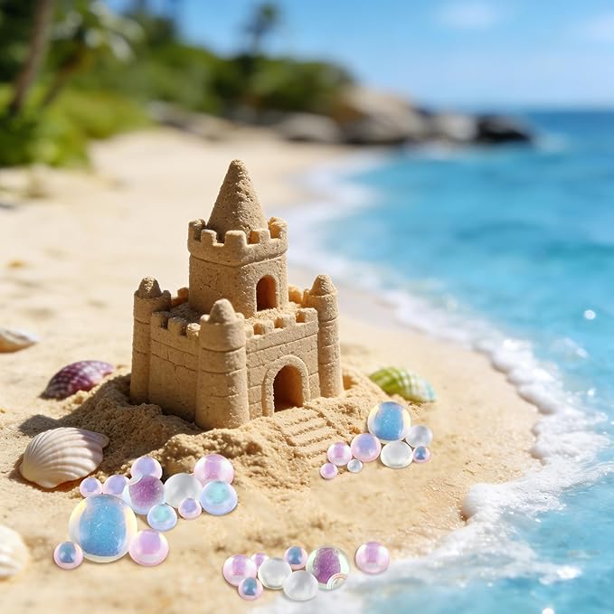 200pcs White Mixed Size Iridescent Resin Dew Drops, Simulation Water Droplets & Tiny Bubbles for Miniature Dollhouse, Fairy Garden Potion Bottles & DIY Crafts (Window Envelope Packaging)