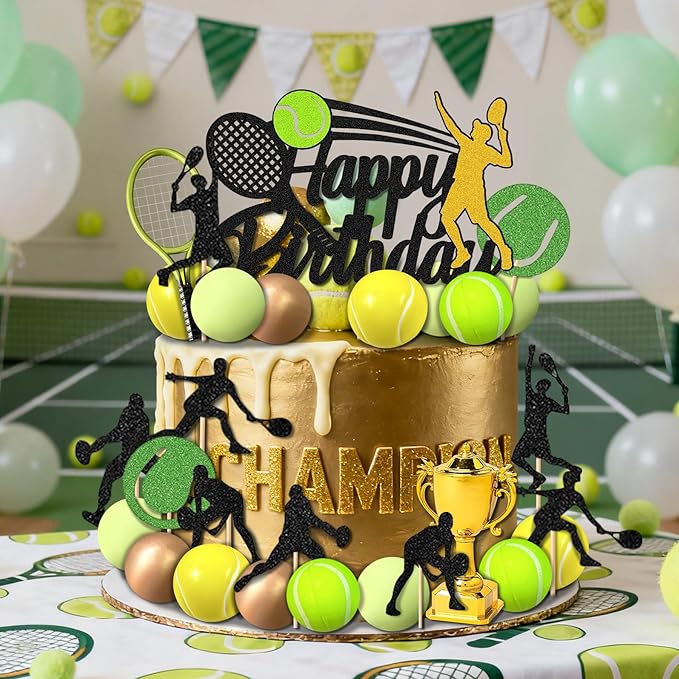 29 PCS Sports Party Supplies - Tennis Cake Topper & Decoration - Birthday Party Favors