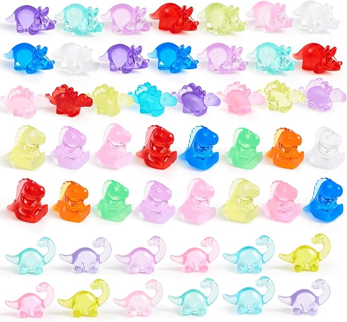 JOYIN 50 Pcs Mini Dinosaur Figures, Tiny Dinosaur Figurines for Slime Charms for Crafts, Mini Resin Animals to Hide, DIY Miniature Scenes, Party Favors, Vase Filler