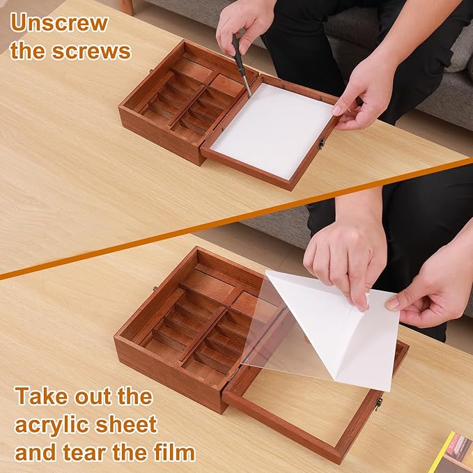 Anxiety Bookshelf with 200pcs Mini Books,Get rid of Your Anxiety Miniature Book Display Cabinet, Stress-Relief Bookshelf for Home Office Decor (Brown)