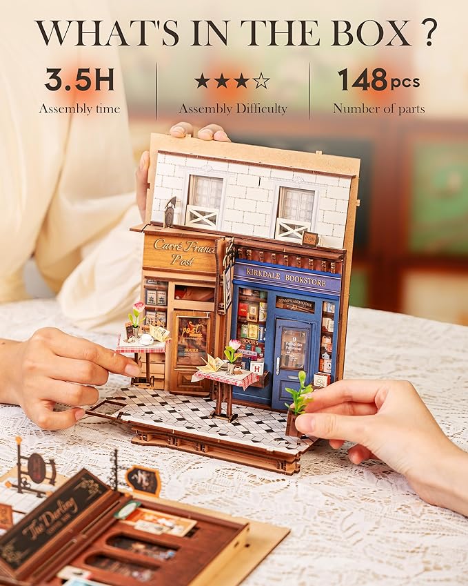 Rolife DIY Book Nook Kit for Adults European Arcade Street Scene, Miniature House Kits 3D Wooden Puzzle Booknook with LED Lighting, Home Decor Craft Creative Gift for Mom Dad Teens