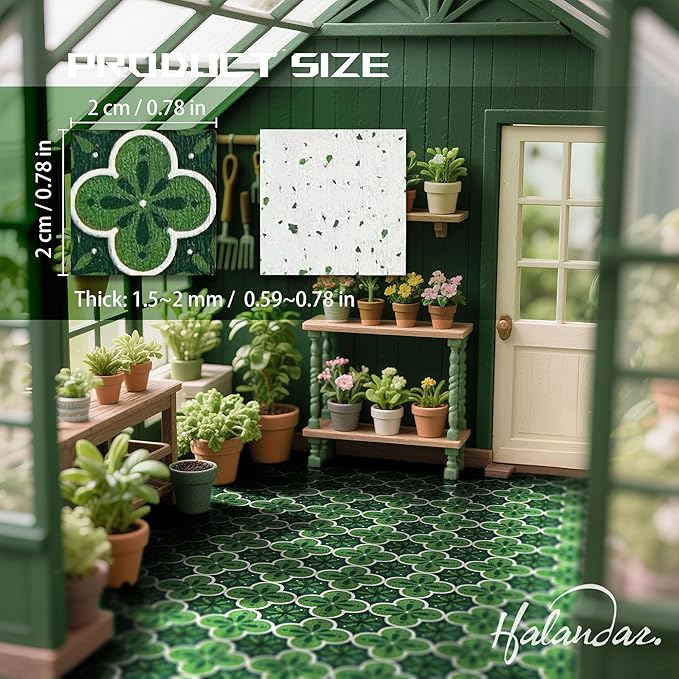 Halandar Dollhouse Flooring Tiles on 1/12 1/6 Scale Miniature Decor Accessories 128pcs Double-Sided