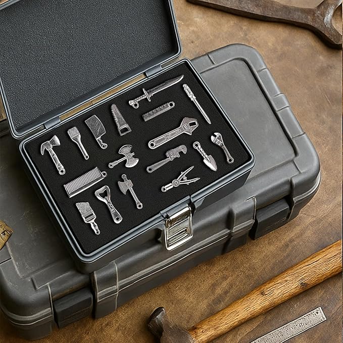 40Pcs 1/12 Dollhouse Miniature Tool Set Pretend Play Toy Party Accessories with Mini Realistic Metal Repair (Hammer,Wrench,Shovel,Scissors) for Toddlers Role-Play Educational Gift for Boys and Girls