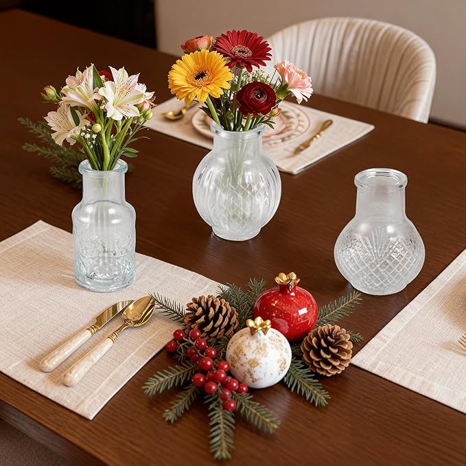 40pcs Bud Vases in Bulk - Clear Glass Bud Vase, Tiny Vases for Flowers, Small Vases for Centerpieces, Mini Vintage Flower Vase for Wedding Table Home Decoration