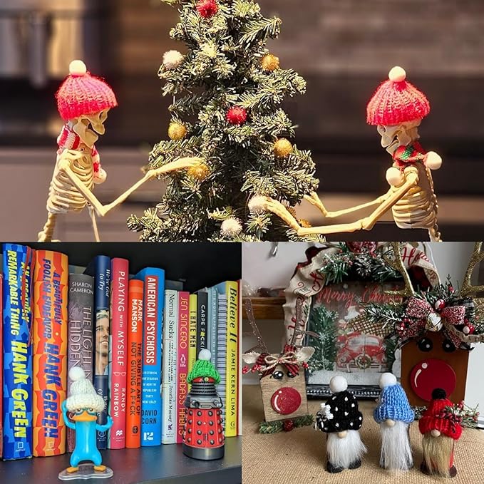 YGbridge Mini Santa Hats, 100PCS Mini Hats for Crafts, Christmas Tiny Hat Knitting Doll Hat for Christmas Craft Supplies, Tree Ornaments, Snowman Doll Decor, DIY Art Yarn (Multi-Color, 100PCS)