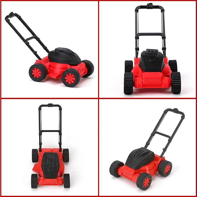 Miniature Dollhouse Lawnmower Model for 1:18 Scale, Creative Red Lawn Mower Mini Ornament Decoration, Realistic Compact Lightweight Decor for Doll House Home Festival Scenes