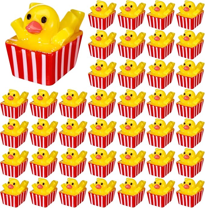 Seenelling 100 Pcs Summer Mini Resin French Fries Ducks Tiny French Fries Duck Figurines for Miniature Landscape Garden Accessories Dollhouse Summer Holiday Decoration