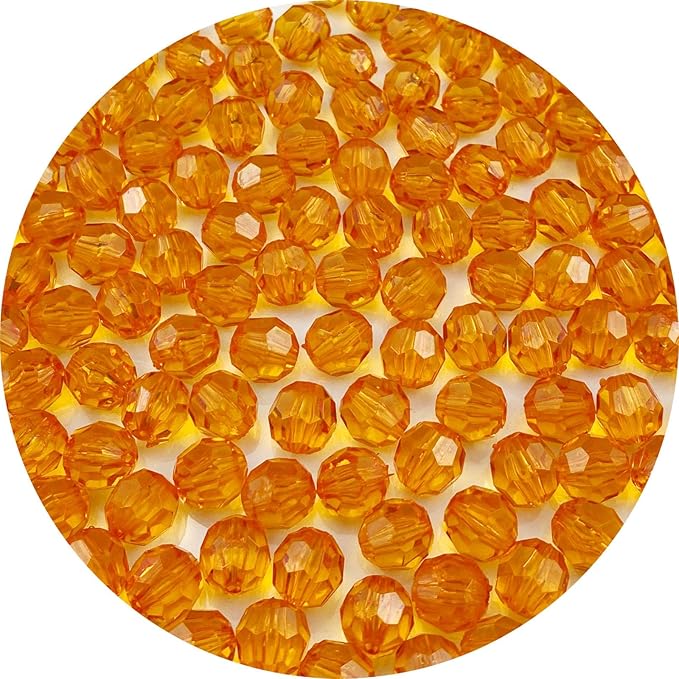 Jmassyang 100 Pieces 12mm Acrylic Round Faceted Beads Loose Crystal Plastic Spacer Beads Colorful with Hole for Jewelry Making DIY Bracelet Necklace Earring Keychain(Orange)