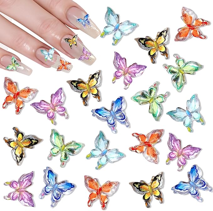 100 Pcs Mini Butterflies Resin, Tiny Butterflies for Crafts Miniature Ornaments Resin Charms Tiny Ornaments for Fairy Garden Dollhouse Micro Landscape Decoration