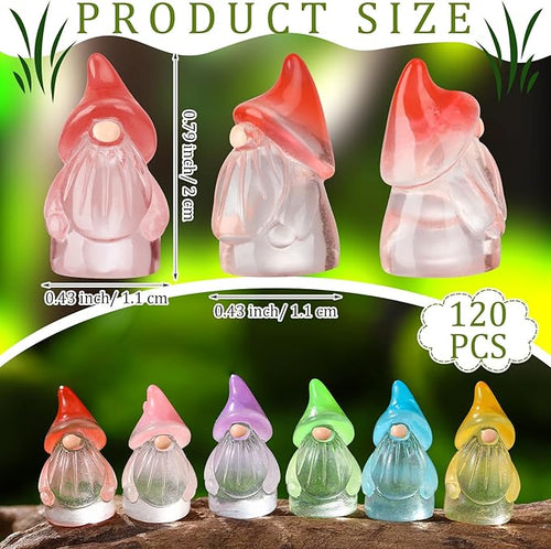 120 Pcs Mini Resin Luminous Gnomes Bulk Tiny Fairy Resin Statues Glow in The Dark Small Gnomes Miniature Figurines for Landscape Outdoor Patio Yard Lawn Plant Pots Fairy Decor (Classic)