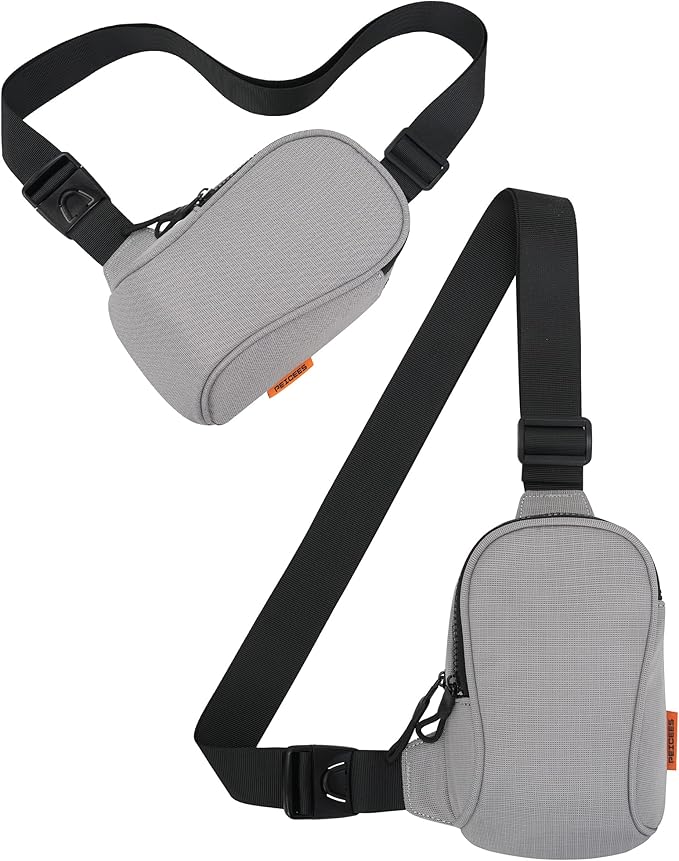 Peicees Sportswear Essentials Small Crossbody Bag for Men Women Mini Sling Bag Travel Running Phone Daypack Cross Body Shoulder Bags, Grey