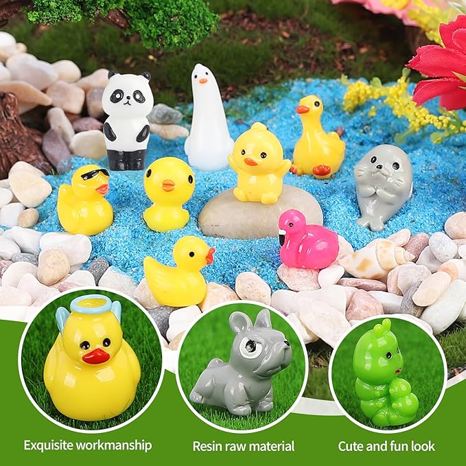 100 Pcs Mini Resin Animals to Hide Tiny Resin Animals 100 Styles Fairy Garden Decor Miniature Little Small Figurines Bulk for Accessories Micro Landscape Aquarium Potted Crafts Decoration Toys