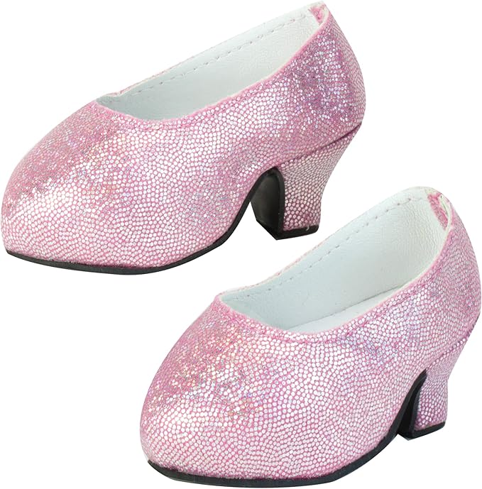 Sophia's Sparkling High Heels with Closed Toes and Glitter Platform Pumps for 18 Inch Dolls, Pink