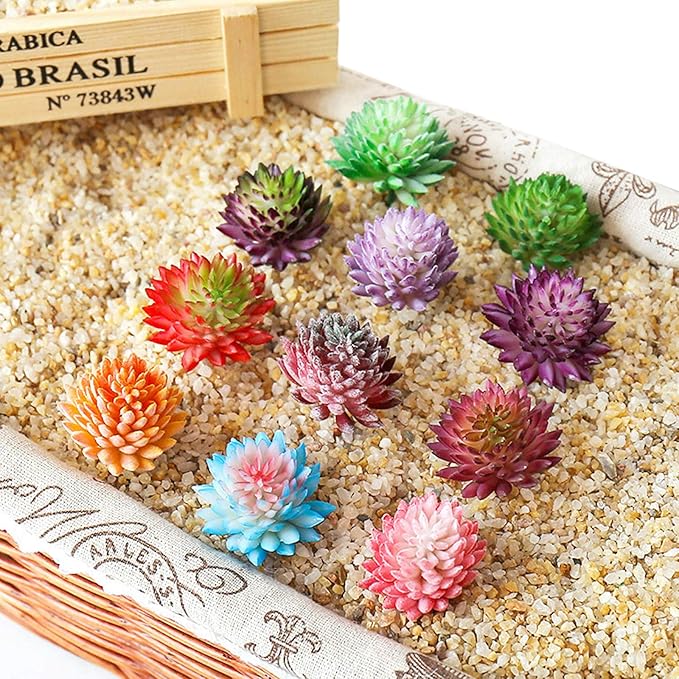 Cayway 21 PCS Multicolor Plastic Succulent Plants, 3 Styles, Mixed Faux Succulents for Home Decor, Indoor/Outdoor Use